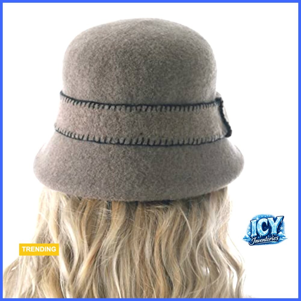 Wool Bucket Hat Adjustable Drawstring Winter Vint… - image 5